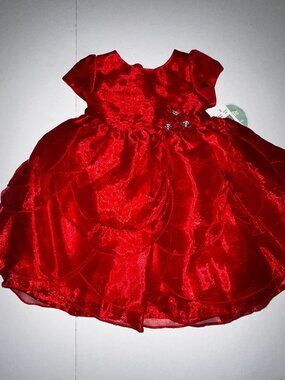 NWT Nannette Baby Tulle Sheer Dress Red 18 months Circle Party Girls Fancy